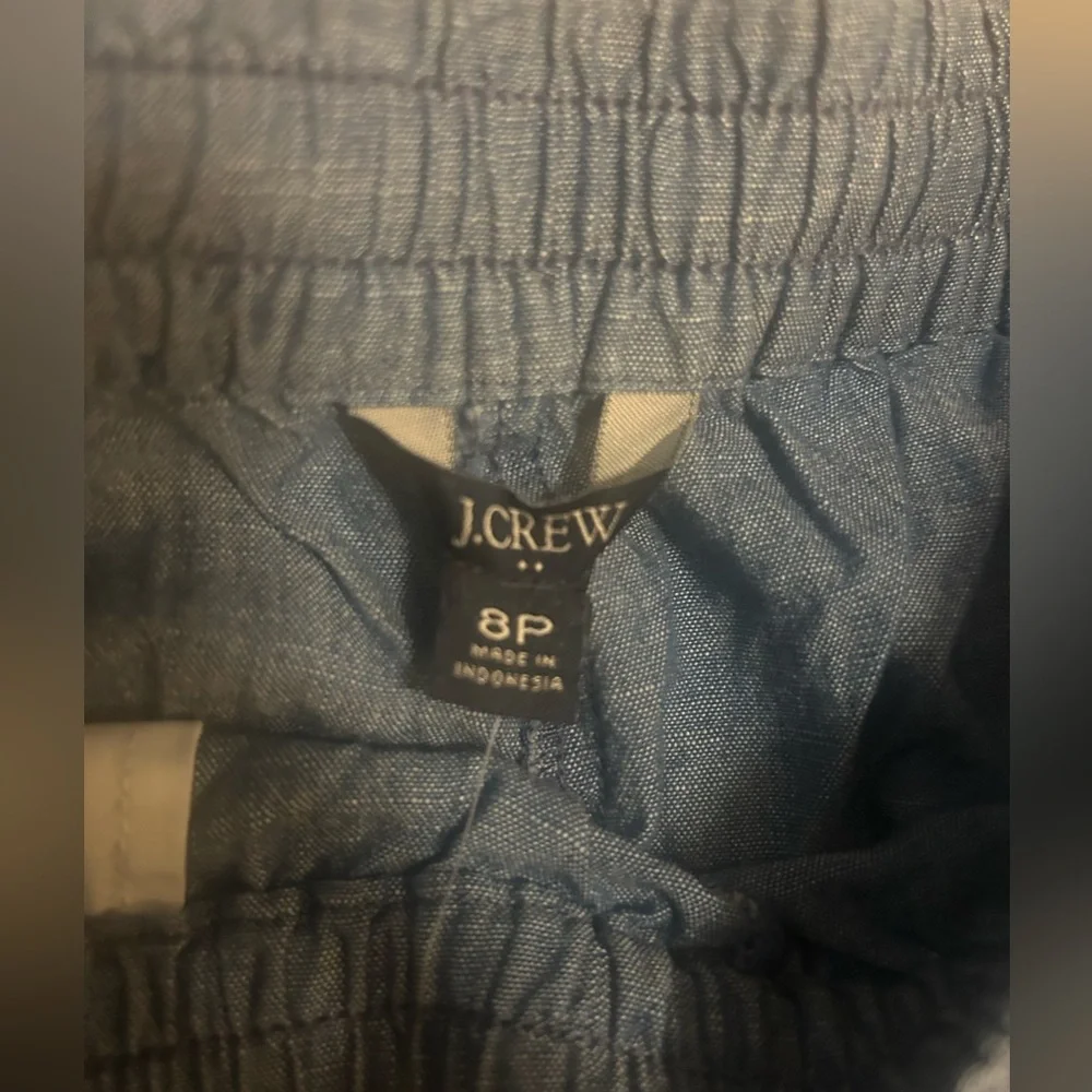 J. Crew Light Blue Elastic Waist Pants $89 MSRP Drawstring Casual Size 8P